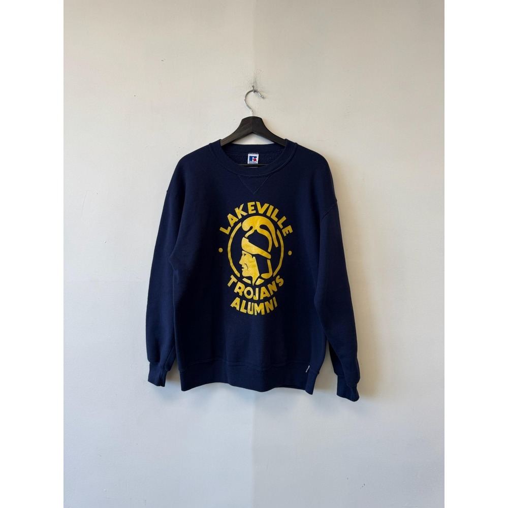 Vintage Russell Athletic Sweatshirt Mens Large Blue Lakeville Trojans Alumni 90s
